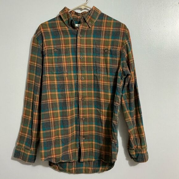 Duluth Men's Free Swingin' Flannel Relaxed Fit Shirt Green/Wheat Plaid Size S - Picture 1 of 4